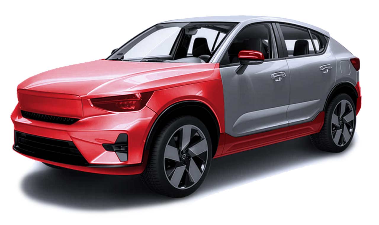 Apex Detailing Solutions - Paint Protection Film (PPF) - Basic Front Protection Package - illustration with car highlighting front panels covered by the Track Package